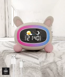 Slaaptrainer Konijn – Nachtlampje Kinderen - White Noise - Kinderwekker Bedraad - Slaapgeluiden - Incl. Adapter En USB Kabel