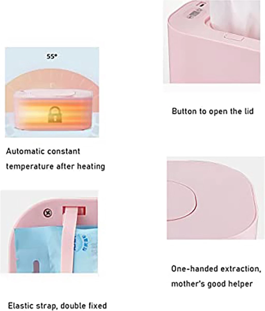 Deluqse Billendoekjes Verwarmer - Wit - Billendoekjesdoos - Lotiondoekjes - Temperatuur Instelbaar - Afbeelding 6
