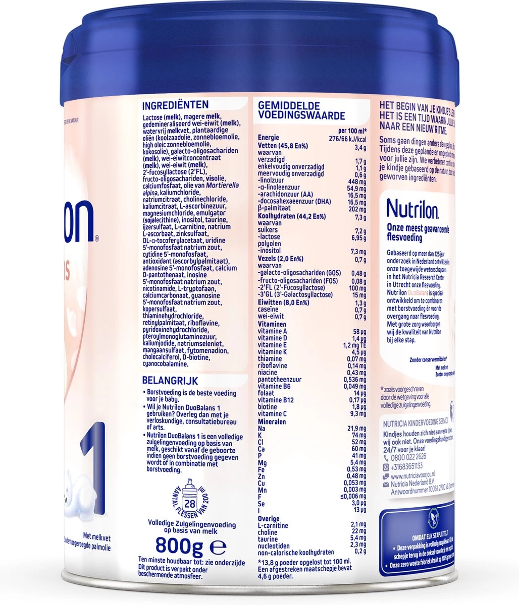 Nutrilon Duobalans 1 - Flesvoeding Vanaf De Geboorte - 800g - Afbeelding 8