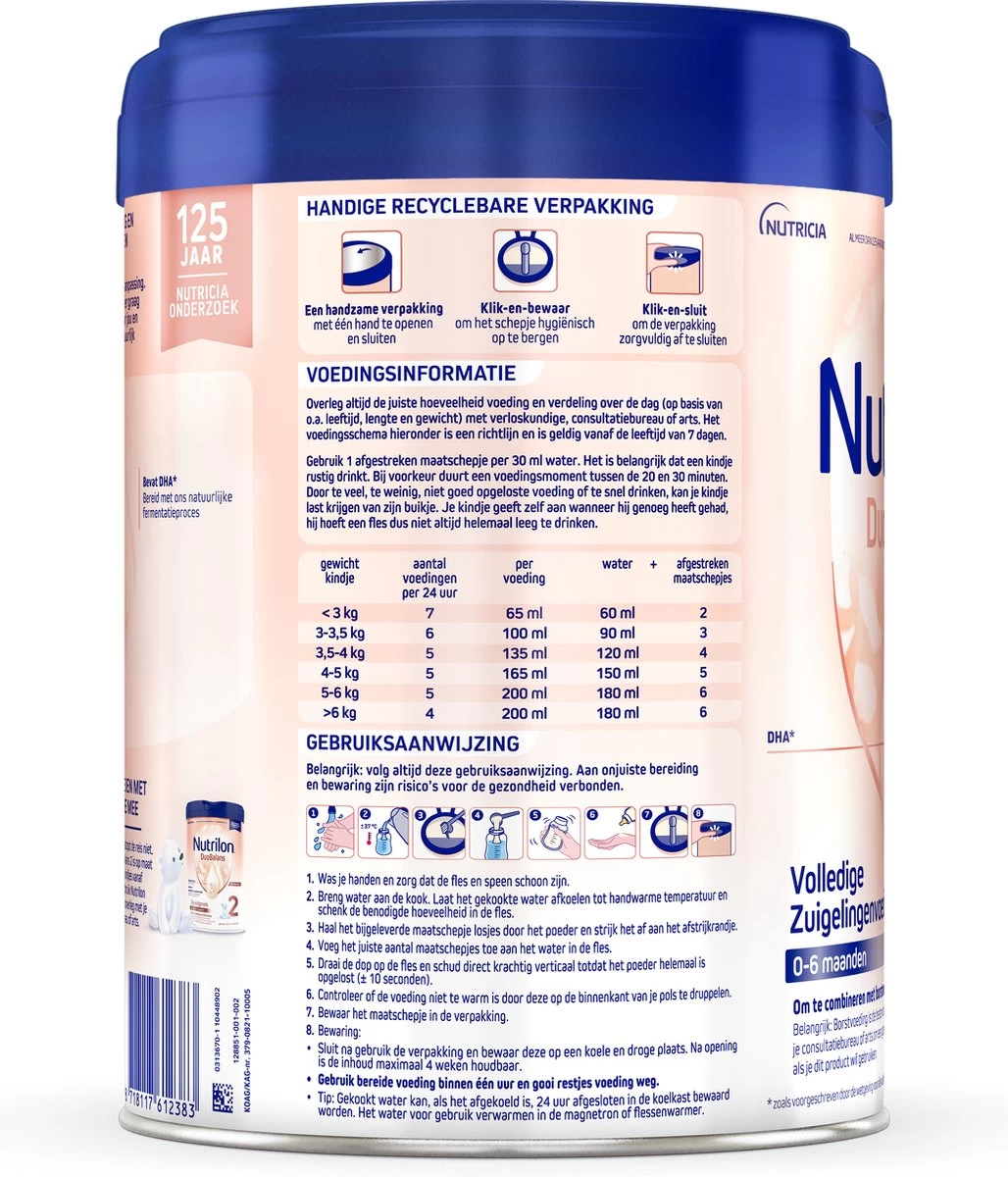 Nutrilon Duobalans 1 - Flesvoeding Vanaf De Geboorte - 800g - Afbeelding 7