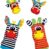 Playgro Pols- En Voetrammelaarset Zebra & Giraf - Set Van 4 Stuks, 2 Polsbandjes En 2 Rammelsokjes
