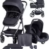 Puck Stroller 3 In 1 Max Zwart Met Frame Antra Incl Autostoel/Adapter/Mamabag