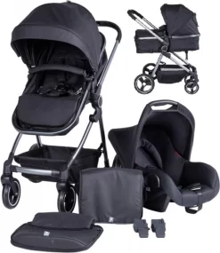 Puck Stroller 3 In 1 Max Zwart Met Frame Antra Incl Autostoel/Adapter/Mamabag