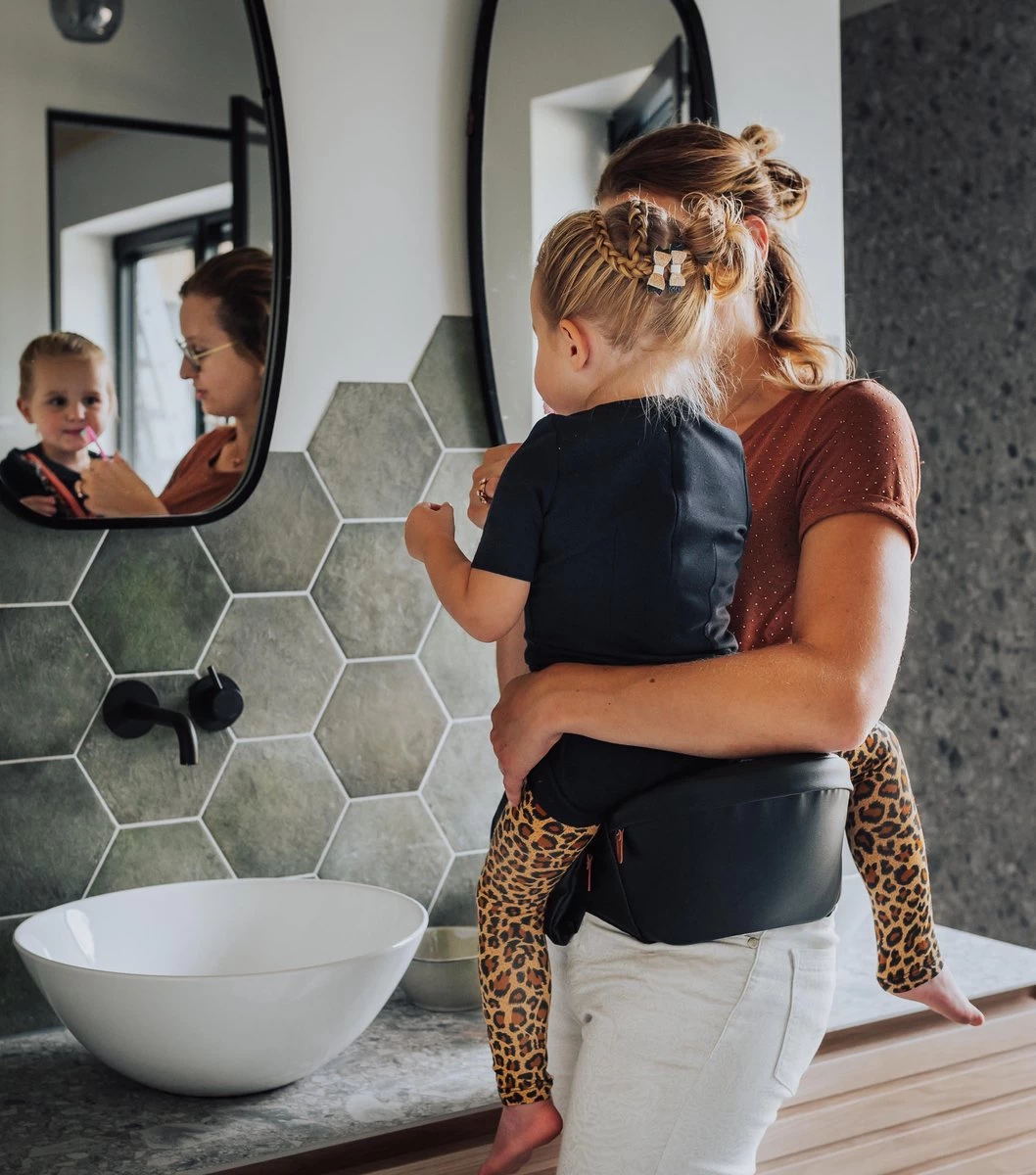 EVE Kids Heupdrager - Baby En Peuter - Heupzitje - Draagzak - Zwart Leer - Afbeelding 4