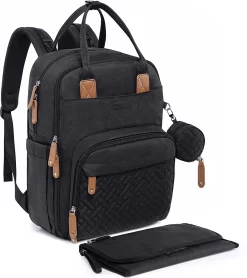 Luiertas Rugzak - Incl. Buggy / Kinderwagen Haken En Verschoningsmat - Complete Set - Zwart Van Zedar