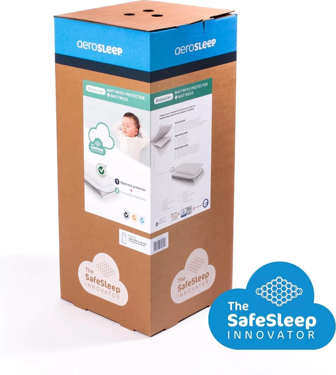 AeroSleep® ECOlution Pack 2-in-1 : Matras + 3D Matrasbeschermer - Bed - 150 X 70 Cm - Afbeelding 6
