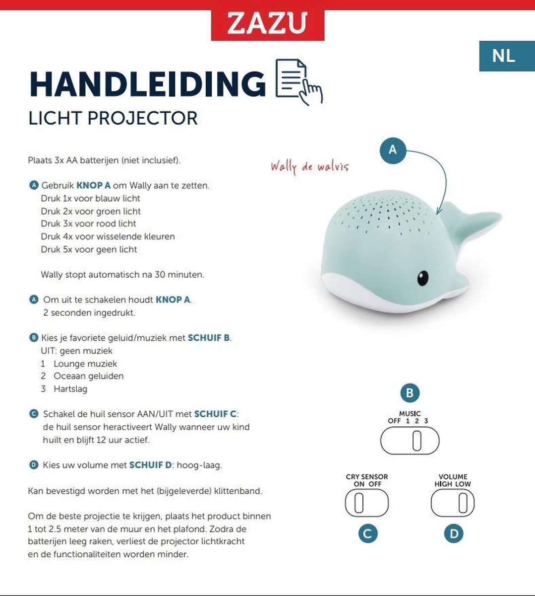 ZAZU - Wally Light Projector - Grey - Slaaptrainers - Slaaptrainers - Afbeelding 11