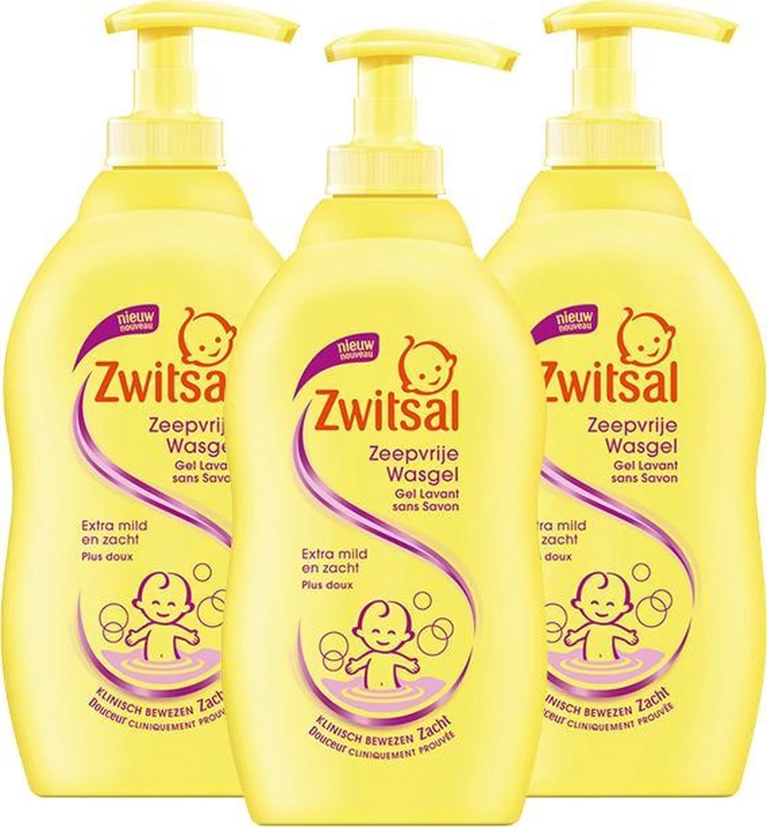 Zwitsal Baby - Zeepvrije Wasgel - 3 X 400ml - Voordeelverpakking