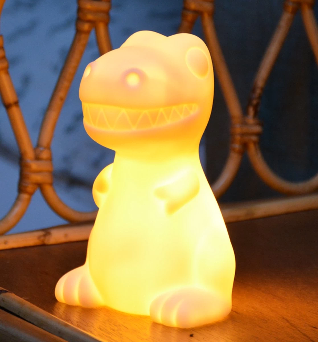 Merkloos Dino Lamp – Dinosaurus Lamp – Nachtlamp – Kinderlampje - Led - T-Rex - Afbeelding 3