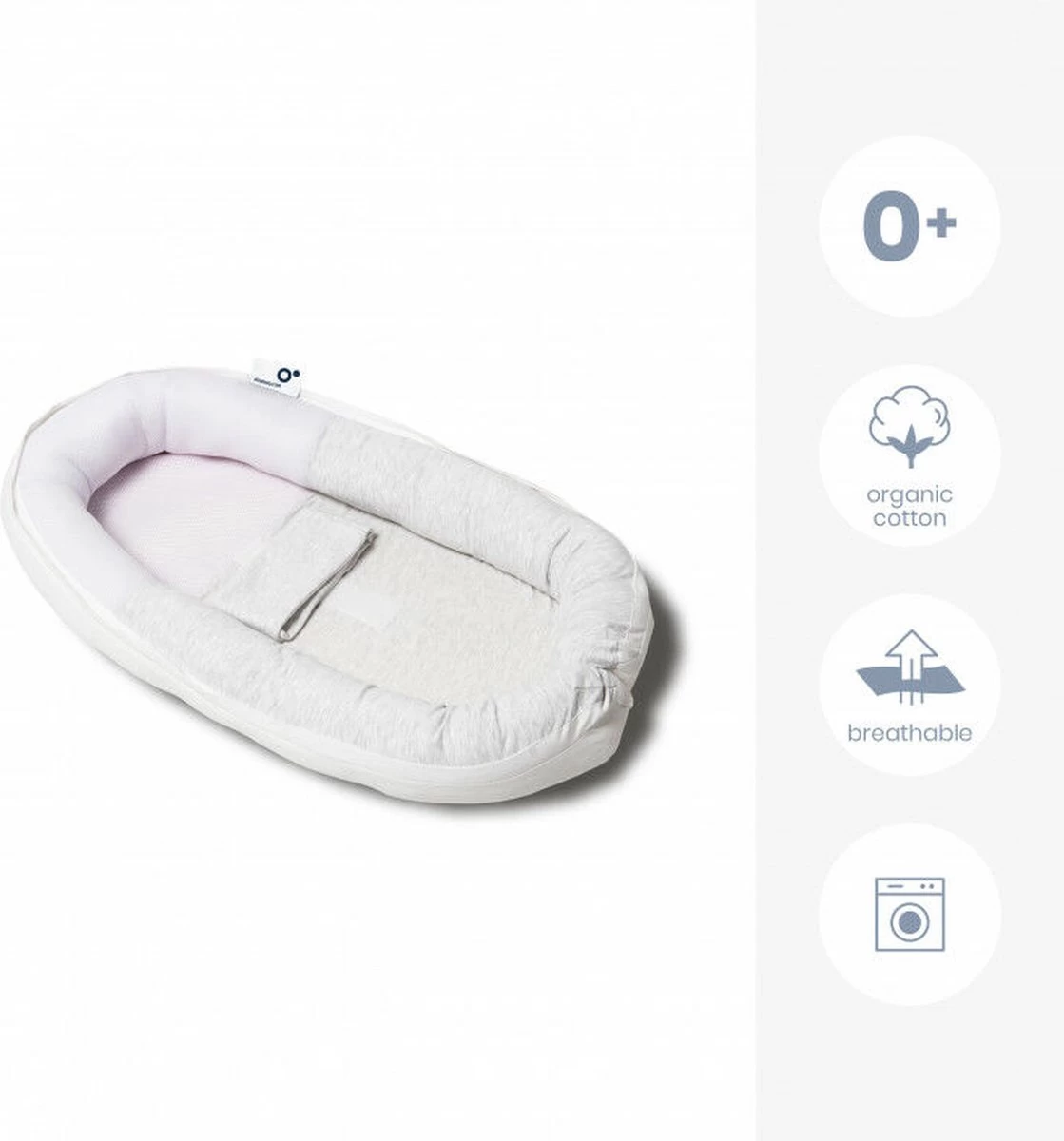 Doomoo Cocoon - Babynestje - Organisch Katoen - 74 X 46 Cm - Chine White - Afbeelding 5