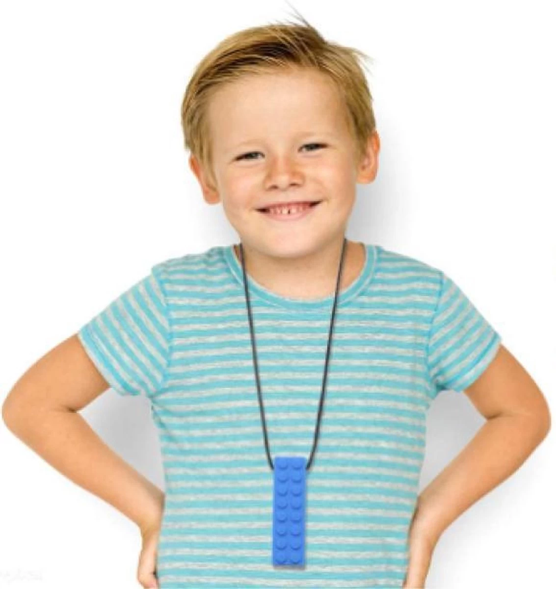 Bijtketting - Kauwketting | Bouwblokje Patroon Oranje - Afbeelding 3