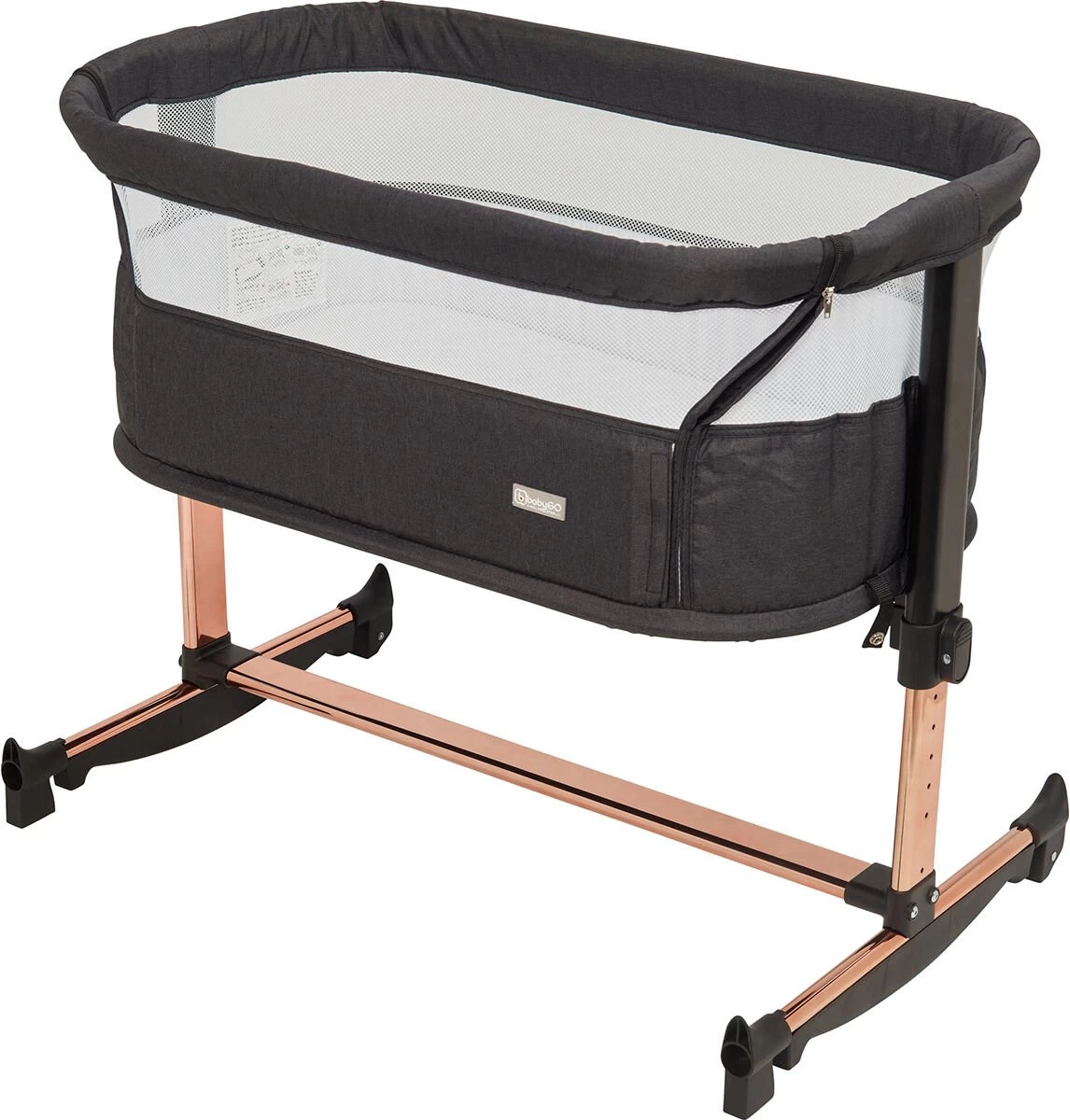 BabyGO Co Sleeper - Aanschuifwieg Met Schommelfuntie - Vivaldi - Goud-Zwart