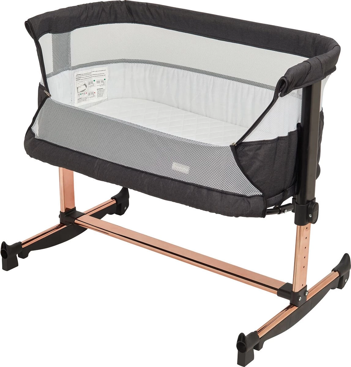 BabyGO Co Sleeper - Aanschuifwieg Met Schommelfuntie - Vivaldi - Goud-Zwart - Afbeelding 7