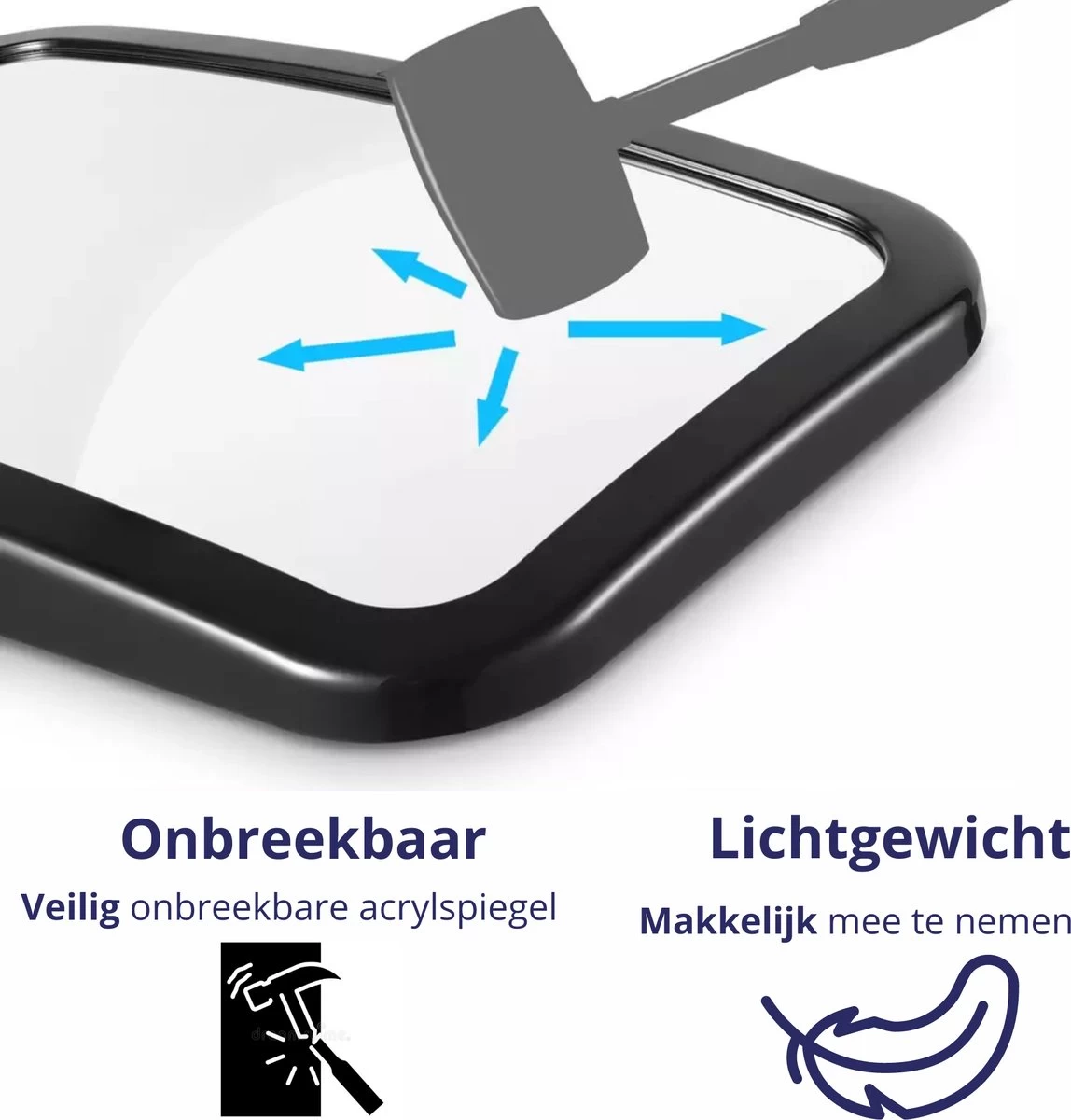 Nelbar Autospiegel Baby Verstelbaar – Achteruitkijkspiegel – Drempelproef – Baby Spiegel Auto Achterbank – Achteruitkijk Spiegel – 360 Graden Verstelbaar – XL Formaat - Afbeelding 5