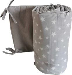 Quilola Bedbumper Stars Grey - Bed Zijbeschermers - Anti Stootrand - Bedomrander 180x30 Cm
