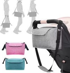 3 In 1 Kinderwagen Tas Universele Wandelwagen | Luiertas Draagtas Reistas Met Fles En Bekerhouder | - Zwart