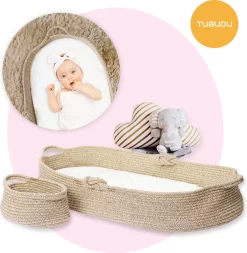 Tubudu Mozesmand - Luxe Aankleedkussen - Verschoonmand - XL - Grote Mand En Kleine Mand - Incl. Comfortabel Matras - Milieuvriendelijk Stevig Katoen - Draagbaar - Kraamcadeau