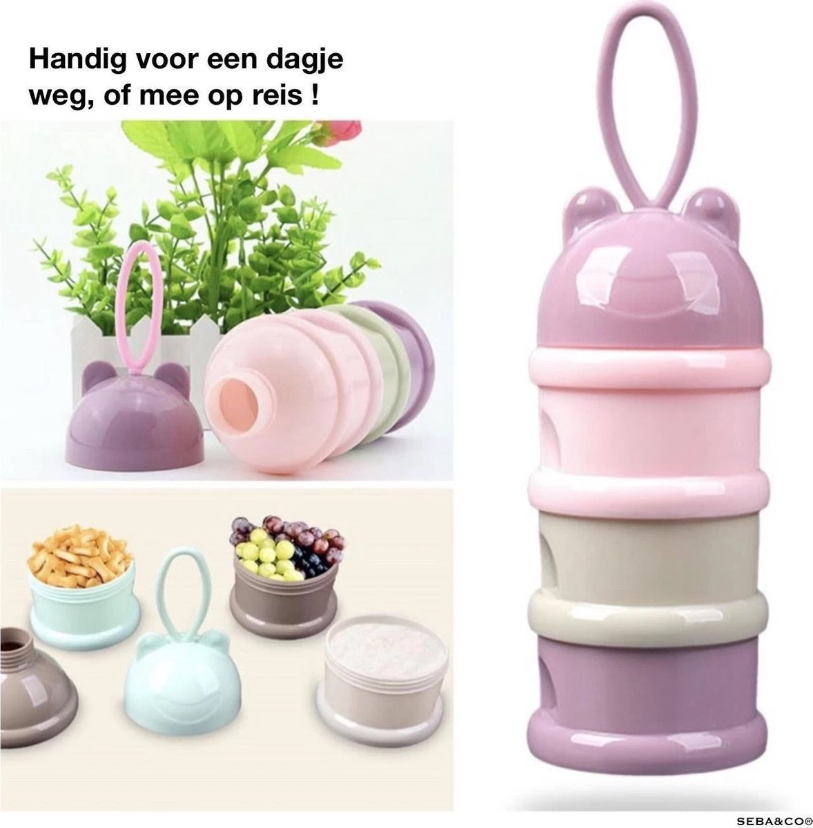 Melkpoeder Doseerdoosjes · PAARS · Melkpoeder Bewaarbakjes · Melkpoeder Toren · BPA FREE - Afbeelding 4