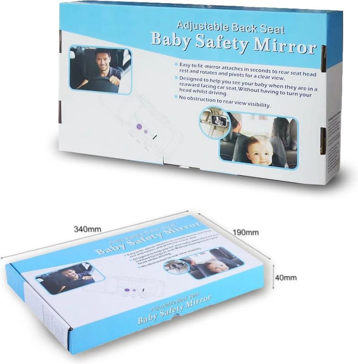 Merkloos Achterbank Spiegel Voor Baby & Kind - Auto Accessoires - Shatterproof - Zwarte A3 Verstelbare Monitor - Afbeelding 7