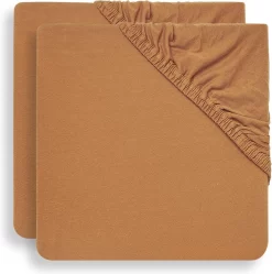 Jollein Baby Hoeslaken Ledikant Jersey 60x120cm - Caramel - 2 Stuks