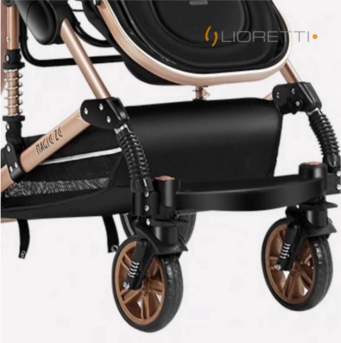 Merkloos Lioretti® Luxe Baby Buggy 3 In 1 | Baby Wagen | Kinderwagen Met Stoel En Wieg | Inklapbaar | Hoge Kwaliteit | Combi | Zwart - Afbeelding 4
