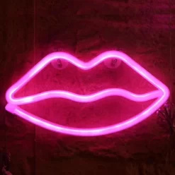 Merkloos Neon LED Nachtlamp - Wandlamp Lippen - Roze Wand Lamp