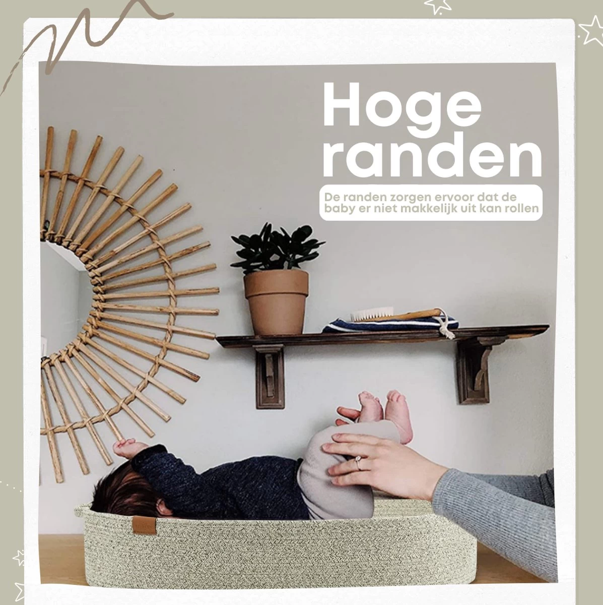 Keufens Verschoonmand XL | 75 X 40 Cm | Crèmekleurig | Aankleedkussen | Inclusief Matras | Grote Verschoonmand | Verschoningsmand Opvouwbaar | Mozes Mand | Babyshower Cadeau - Afbeelding 5