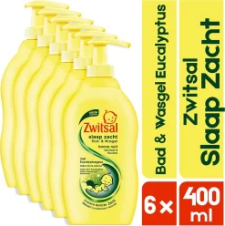 Zwitsal Slaap Zacht Bad- & Wasgel Eucalyptus | 6 X 400ML | Voordeelverpakking