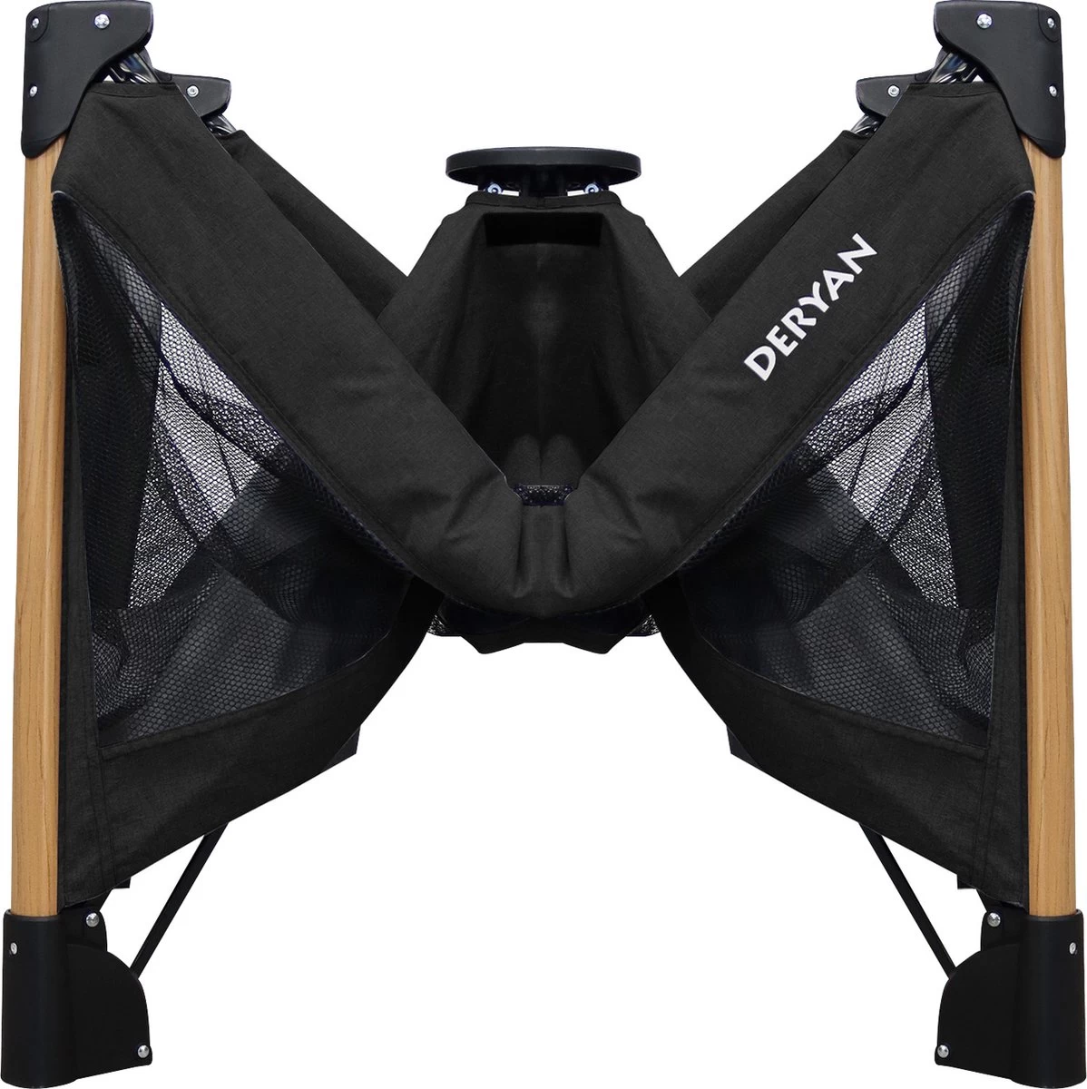 Deryan Luxe Campingbed Compleet - 120x60cm - Bodemverhoger - Verschoonblad - Opbergmand - Zwart - Afbeelding 9