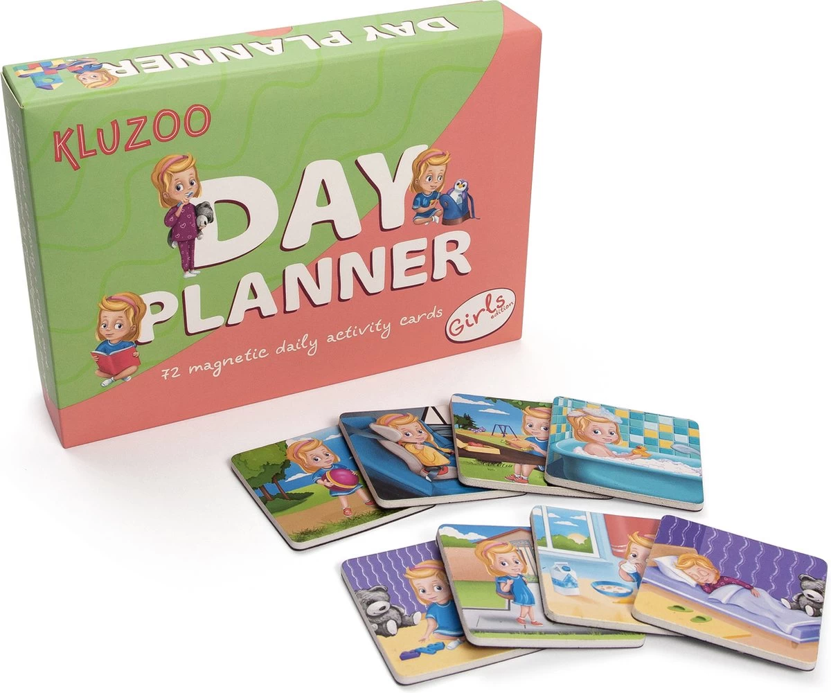 KLUZOO Dagplanner – 72 Magnetische Kaarten Meisje-Pictogrammen Voor Planbord Met Activiteiten En Taken – Zindelijkheidstraining – Beloningssysteem – Montessori Speelgoed - Zindelijkheid - Potjestraining Jongens En Meisje – Dagritme - Planner – Kind - Afbeelding 3