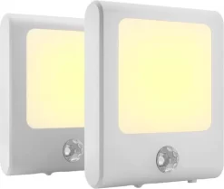 Merkloos 2 X Stopcontact Lampje Met Bewegingssensor – Plugin Ledlamp – Nachtlampje - Warm Licht – Dimbaar