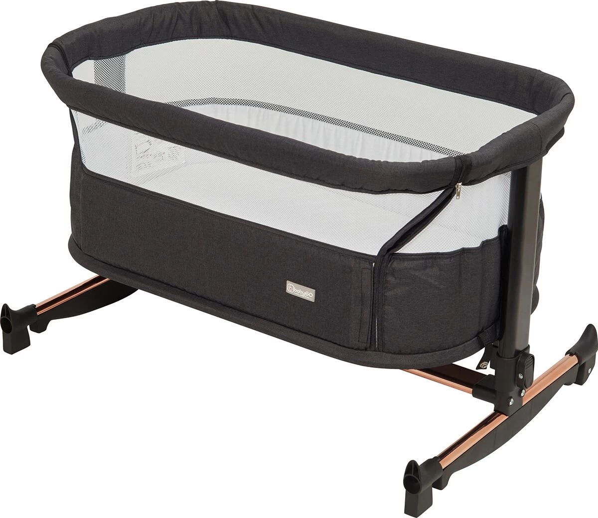 BabyGO Co Sleeper - Aanschuifwieg Met Schommelfuntie - Vivaldi - Goud-Zwart - Afbeelding 5