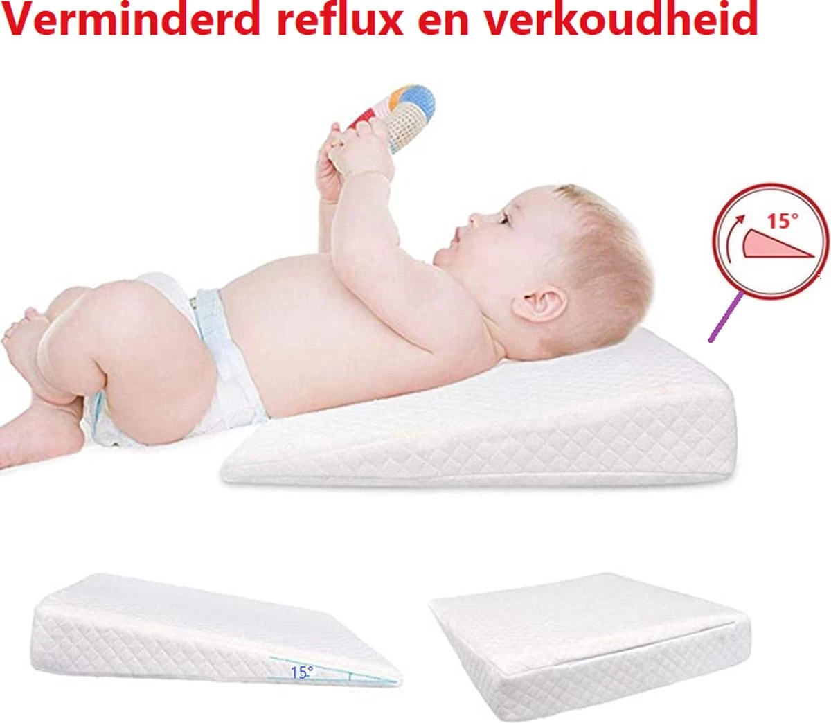 Reflux Kussen RECHT – Hellend Kussen – Matrasverhoger – Wigkussen – Zwangerschapskussen – Zijslaapkussen – Slaapkussen Baby – Voedingskussen – Hoofdkussen Baby – Anti Reflux – Verhogend Kussen Baby – Kraamcadeau – Cadeautip - Afbeelding 5
