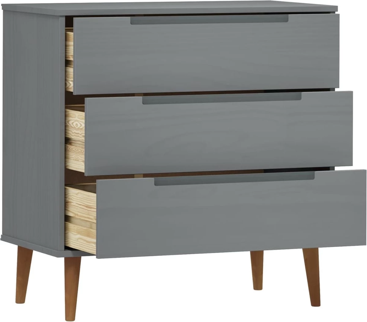 VidaXL Ladekast MOLDE 80x40x80 Cm Massief Grenenhout Grijs - Afbeelding 6