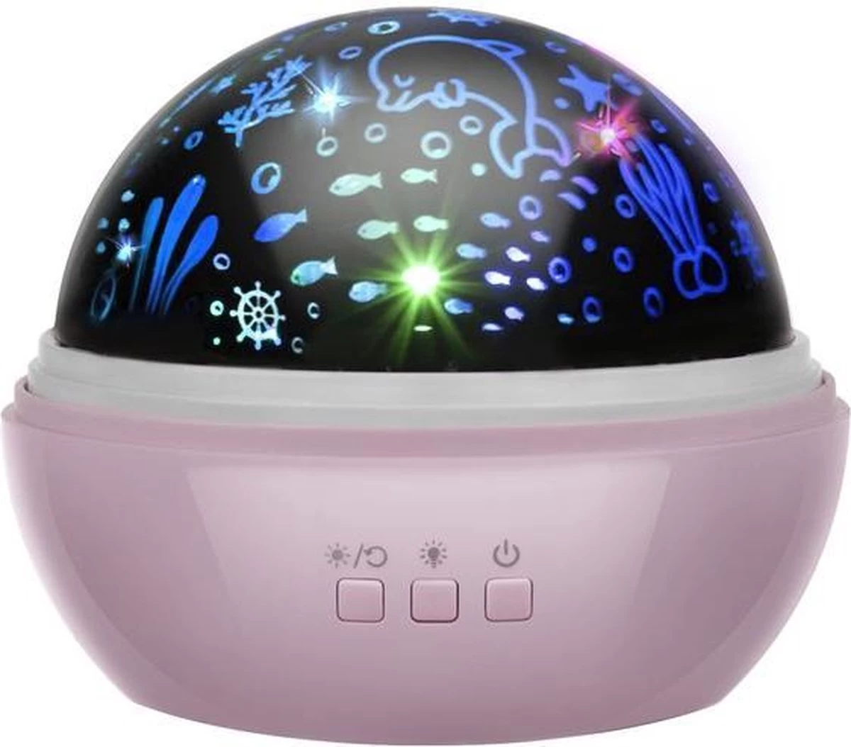 Nachtlampje Met Projector - Sterren Of Dolfijnen - Roze - Afbeelding 2