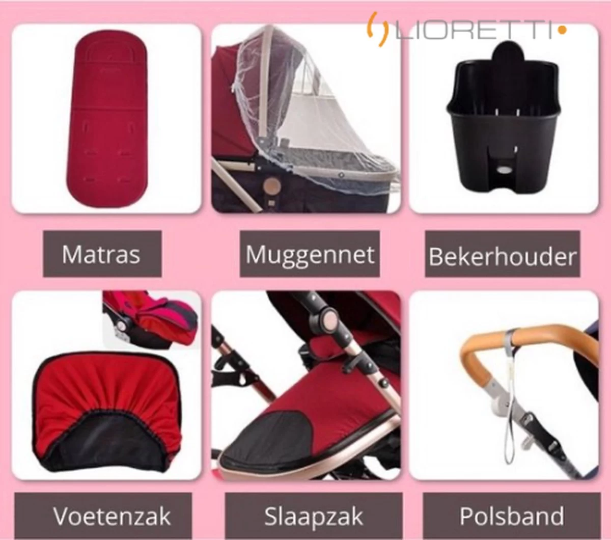 Merkloos Lioretti® Luxe Baby Buggy 3 In 1 | Baby Wagen | Kinderwagen Met Stoel En Wieg | Inklapbaar | Hoge Kwaliteit | Combi | Zwart - Afbeelding 14