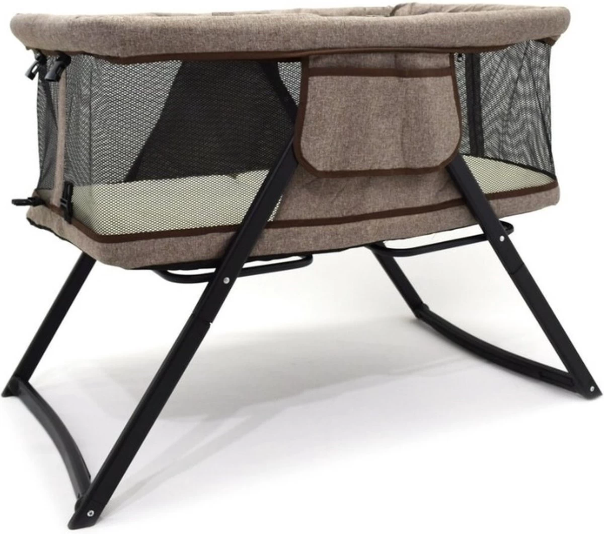 Hibaby Co-Sleeper - Essential Brown - Wieg Functie - Reisbedje - Inclusief Matras