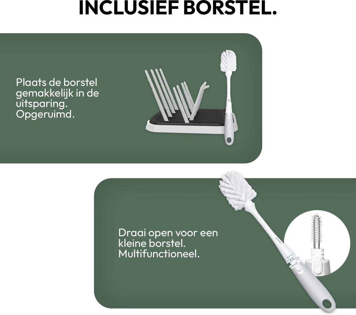 STACK Flessen Droogrek Met Flessenborstel | Zwart - Geschikt Voor Flessen En Doppen - Droogrek Voor Flessen - Baby Flessenrek - Afdruiprek Baby - Drying Rack - Babyfles Droogrek - Afdruiprek Fles Met Lekbak - Afdruiprek - Babyflessen - Flessenrek - Afbeelding 9