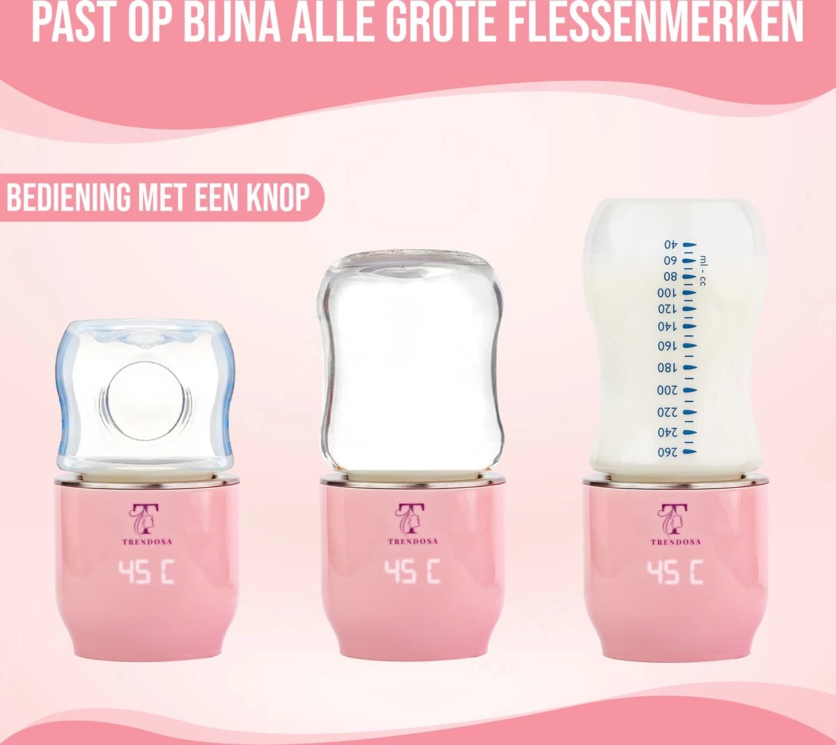 Trendosa Flessenwarmer Set - Draagbare Baby Flessenwarmer Voor Onderweg- Incl Speendoosje - Roze - Afbeelding 2