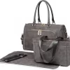 Miss Lulu Luier- En Verzorgingstas – Luiertas Set – Afneembare Draagtas - Duurzaam En Stijlvol – Grijs - Premium Kwaliteit - Grote Capaciteit - Unisex/Jongens/Meisjes (LT6638 GY)