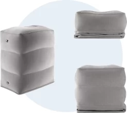 Merkloos Vliegtuigbedje - Opblaasbare Voetensteun - Reiskussen Vliegtuig - 3 Standen