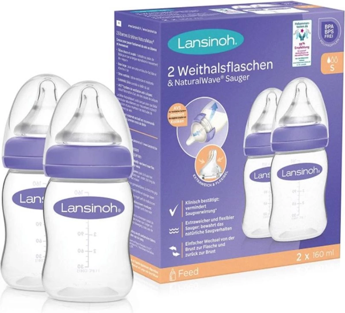 Lansinoh 2 Stuks 160 Ml Natural Wave Flesjes 75870 - Afbeelding 5