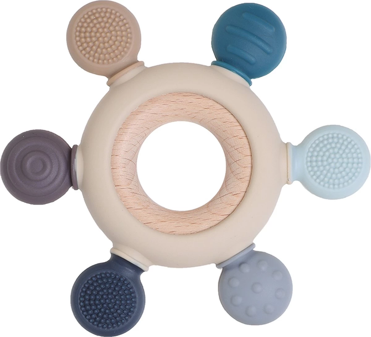 Merkloos Bijtring - Bijtspeelgoed - BPA Vrij - Siliconen - Baby Speelgoed - Blauw