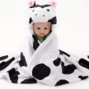 Multifunctionele Baby Fleecedeken Met Capuchon Stoere Koe! | Badcape Baby En Peuters | Deken Kinderen | Wikkeldeken | Dekentje Baby & Peuter 0-3 Jaar | Babydeken | Kraamcadeau | Babycape | Fleece Deken | Kraam | Maxi Cosi Deken | Dier | Doek