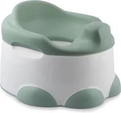 Bumbo - Step 'n Potty Hemlock Green -Toilet Trainer- Brilverkleiner Met Opstapje -Toilet Bril Zitje - 3 In 1 WC Potje -WC Zindelijkheids Training Voor Jongens/Meisjes - Urinoirs Voor Kind/Peuter Van 2 Tot 7 Jaar - Wit Met Groen