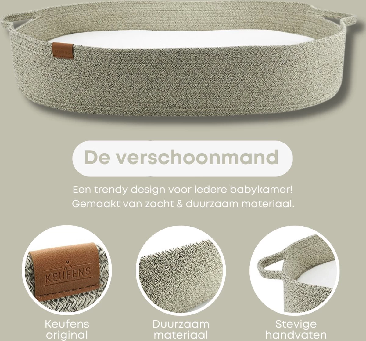 Keufens Verschoonmand XL | 75 X 40 Cm | Crèmekleurig | Aankleedkussen | Inclusief Matras | Grote Verschoonmand | Verschoningsmand Opvouwbaar | Mozes Mand | Babyshower Cadeau - Afbeelding 2