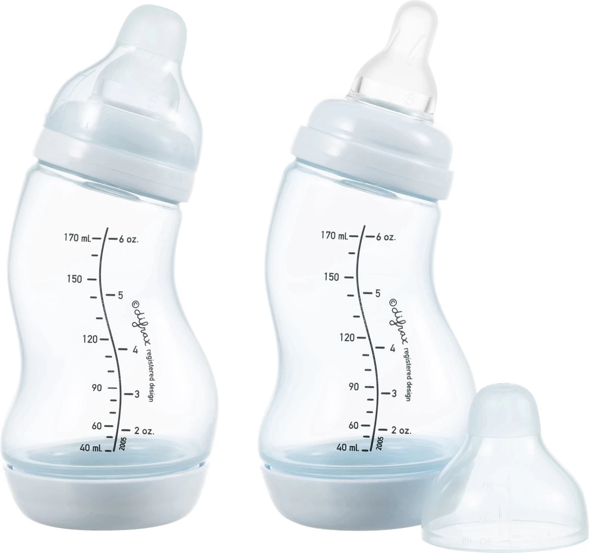 Difrax Babyfles 170 Ml Natural - Anti-Colic - Lichtblauw - 2 Stuks