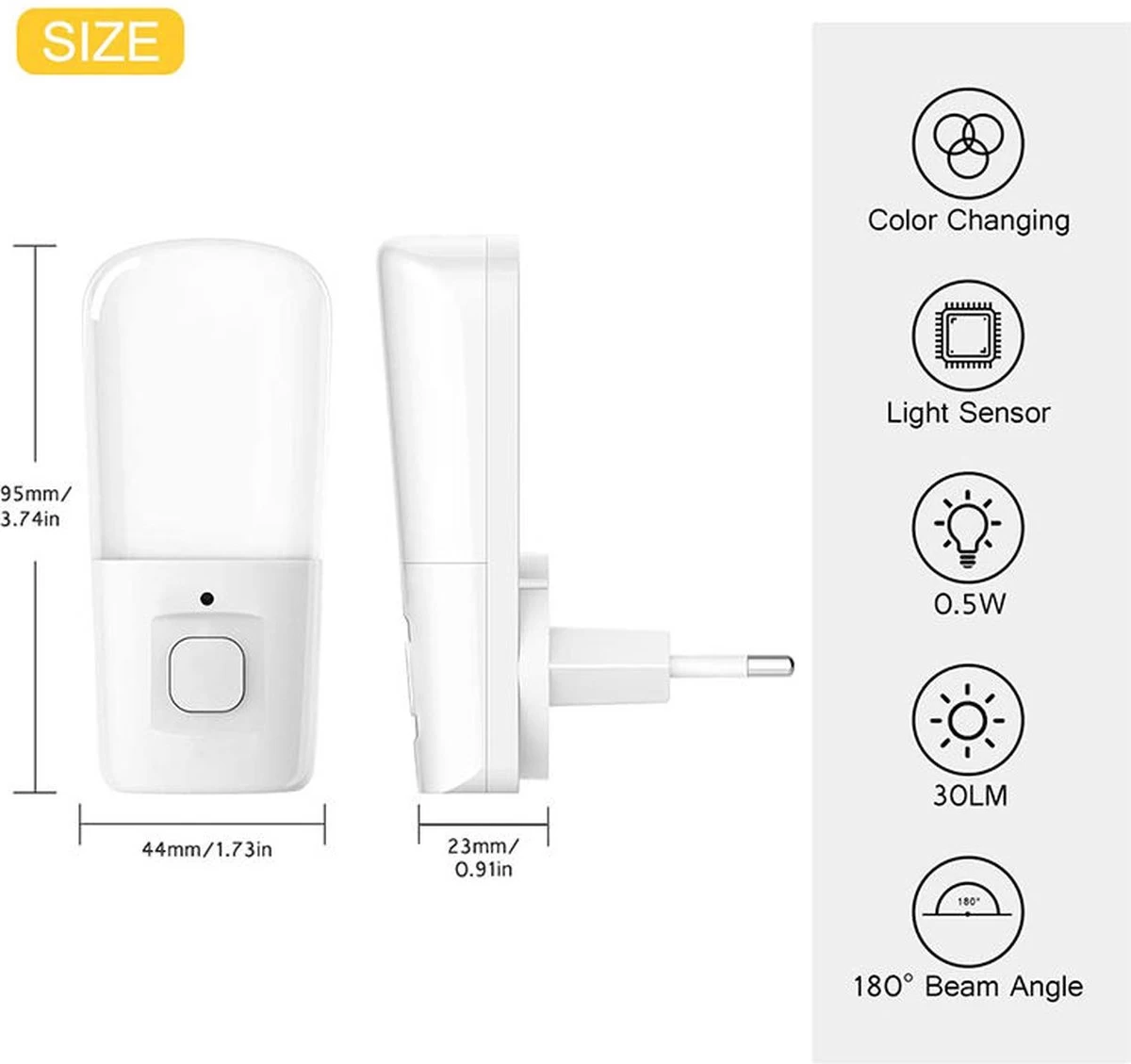 LOHAS LED -Nachtlamp - Nachtlampje Kinderen - Stekkerlamp - Nachtlampje Stopcontact - Multi Colour - Ledlampen -1 Stuks - Afbeelding 4