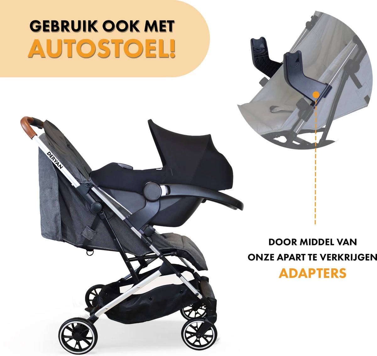 Deryan Luxe Rolo X2 Dubbele Buggy - Duo Buggy - Grijs - Afbeelding 6