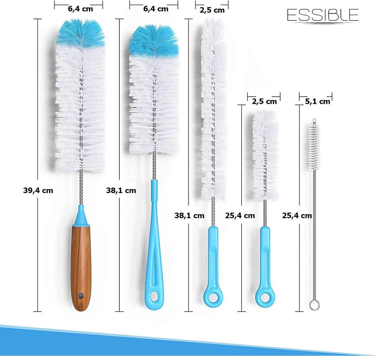 Flessenborstel - Flessenrager - Schoonmaakborstel - Flessenreiniger - 5 Stuks - Kras- En BPA Vrij - Geschikt Voor Alle Oppervlakken - Afbeelding 2